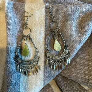 Silver earrings with green stone(bw)